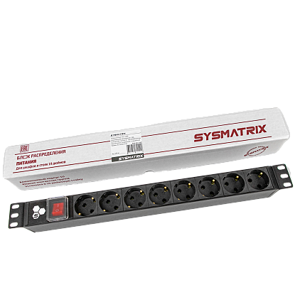 SYSMATRIX PD 19.08SCH-IS-1.10 Блок розеток 19 PDU 8 розеток, 10 A, гнездо под шнур