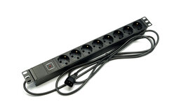 Блок розеток 19", 1U, 8 розеток Schuko, индикатор питания, однофазный 10A, кабель питания 2 метра IEC 320 C14