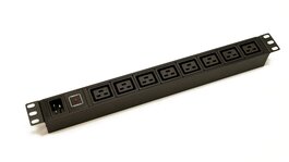 Блок розеток 19", 1U, 8 розеток IEC 60320 C19, с индикатором напряжения, вход питания IEC 60320 C20, однофазный 16А