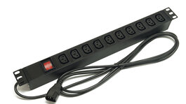 Блок розеток 19", 1U, 10 розеток IEC 60320 C13, выключатель с подсветкой, однофазный 10A, кабель питания 2.5 метра IEC 60320 C14