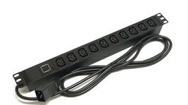 Блок розеток 19", 1U, 10 розеток IEC 60320 C13, индикатор напряжения, однофазный 16A, кабель питания 2.5 метра IEC 60320 C20